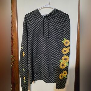 Rue21 Black and Gray Checkered Hoodie